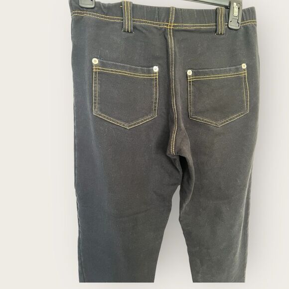 Black jean leggings  size Large elastic waist - Picture 7 of 7